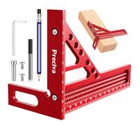 Preciva 3D Speed Square with Pencil, 22.5-90° Multi Angle Combination Squares with Angles Position Aid, Aluminum Alloy Triangle Ruler Measuring Tool, Woodworking Protractor for Engineer Carpenter