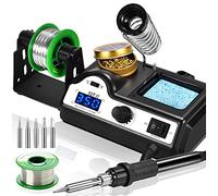 Preciva 60W Professional Digital Solder Workstation, LCD Display, 90-480℃ Adjustable Temperature, 5 Tips, Solder Wire, Frame, Sponge, Suction Device