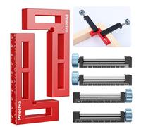 Preciva 90 Degree Corner Clamps for Woodwork - Right Angle Positioning Square Clamp 10cm/4.1inch, Professional Carpenter Tool for Picture Frame Box Drawers Cabinets - 2 Sets (Red)