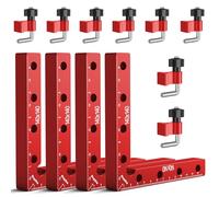 Preciva 90 Degree Right Angle Positioning Square Clamp, Aluminum Alloy Right Angle Clamp,Professional Woodworking Tools Woodworking Block for Picture Frames Cabinet Drawers - 4 Sets （14cm/5.5"） Red