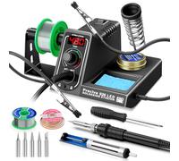 Preciva 926 LED Soldering Iron Kit, 90℃-480℃ Soldering Station with 2 Helping Hands, 130W Digital Display Portable Solder Station, Auto Sleep Mode, Temperature Lock Function, with 5 Tips (UK Plug)