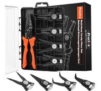 Preciva Bent/Straight Circlip Pliers Set,6-Inch Snap Ring Pliers with 5PCS Internal External Circlip Pincer Jaws,Industrial Carbon Steel Plier Set with Box,Snap Ring C Clip for Ring Remover Retaining