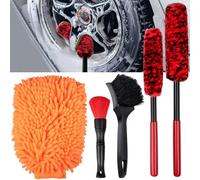 Preciva Car Cleaning Kit, 5pcs Automobile Detailing Wheel Brush Washing ToolKit with Car Cleaner Gloves for Interior, Exterior, Leather, Dashboard
