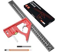 Preciva Combination Square with Pencil, 12Inch/300mm Engineers Speed Squares 45/90 Degrees with Bubble Level, Aluminum Alloy Carpentry Tools, Adjustable Woodworking Ruler for Carpenter/Woodworker
