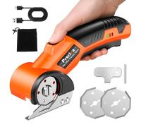 Preciva Cordless Electric Scissors - Rechargeable Cardboard Cutter with 2 Blades, Safety Lock & LED Light for Crafts, Power Rotary Cutter for Fabric, Leather, Carpet, Cardboard Box, Plastic