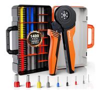 Preciva Crimping Tool Kit 0.08-16mm² with 1400PCS Bootlace Ferrules and Case, Full-Coverage Ratchet Hexgonal Crimper Pliers, Electrical Wire Crimp Kit for Household Industrial Wiring