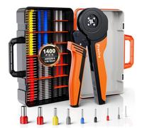 Preciva Crimping Tool Set 0.08-16mm², Ratchet Ferrule Crimper with 1400PCS Bootlace Ferrules & Storage Case, 4-Sided Crimping Pliers Ideal for Household & Industrial Wiring