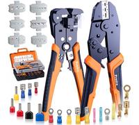 Preciva Crimping Tool Set with Wire Stripper & 285pcs Terminals, 6 Interchangeable Jaws Ratchet Crimping Pliers in Carry Box, 0.25-10mm²(AWG 24-8) for Household, Industrial, Automotive Electrical Work