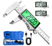 Preciva Digital Caliper Rechargeable, Large LCD Screen Vernier Calipers, 150mm / 6inch Calipers Measuring Tool, 0.03mm High Accuracy, MM/IN Conversion, Lock & Zero Function, Waterproof & Rustproof