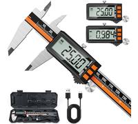 Preciva Digital Vernier Caliper, USB-C Rechargeable 150mm / 6inch Stainless Steel Calipers Measuring Tool - IP54 Water-Resistant with Large LCD Display, MM/IN Conversion, Lock & Zero Function