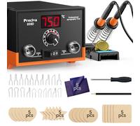 Preciva Dual-Handle Pyrography Station Kit with LCD Display, Fast Heating Wood Burning Pen Set, 20 Interchangeable Tips, 20 Basswood Practice Pieces, Adjustable Temperature 250-750℃ for Wood, Leather