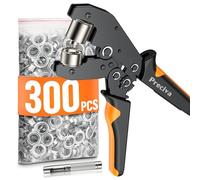 Preciva Eyelet Punch Kit,300 PCS of 10mm Grommets, Ratcheting Pliers Grommet Kit with Leather Hole Punch,Complete Eyelet & Grommet Kit for Tarpaulin Eyelets,Grommet Machine Hand Press Tool for PVC