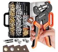 Preciva Eyelet Punch Kit, 6+10mm Grommet Tool Kit, Hole Punching Tool and Storage Box, 400pcs Rust-Resistant Eyelets（Gold/Silver), Magnetic Jaws for Canvas, Leather, Tarps, Fabric, etc