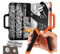 Preciva Eyelet Punch Kit, with 6+10mm Eyelets (400pcs), Hole Punching Tool and Toolbox, Quick-Change Grommet Tool Kit, Magnetic Jaws Suitable for Fabric, PVC Banners, Tarpaulins, etc