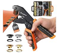Preciva Eyelet Punch Kit with Case, Ratchet Grommet Tool Kit with Four Colors 300pcs Metal Eyelets（10mm） & Backing Pad and Punch, Ideal for Tarps, Cardboard, Fabric, Canvas, PVC Banners, DIY