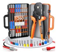 Preciva Ferrule Crimping Tool Kit with Portable Suitcase, Square Crimping Pliers for AWG 23-7 Ratchet Crimper with 1000PCS Single and 260PCS Twin Ferrules Connectors