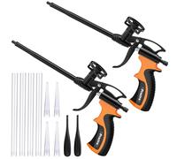 Preciva Foam Gun, 2pcs Orange Expanding Foaming Guns, Professional Heavy Duty PU Filler Insulation Spray Applicator Polyurethane for Filling, Sealing, Caulking