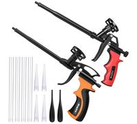 Preciva Foam Gun, 2pcs Red and Orange Expanding Foaming Guns, Professional Heavy Duty PU Foaming Tool Foam Filler Tools, Insulation Spray Applicator Polyurethane CaulkingGun for Filling, Sealing
