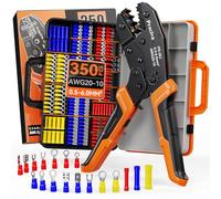 Preciva Insulated Crimping Tool Set with 350 Piece Crimp Connectors & Case, Wire Crimping Tool for 0.5-6mm² (AWG20-10) Bootlace Ferrules for Electrical Work
