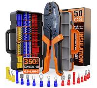 Preciva Insulated Crimping Tool Set with 350 Piece Crimp Connectors & Case, Wire Crimping Tool for 0.5-6mm² (AWG20-10) Bootlace Ferrules for Electrical Work