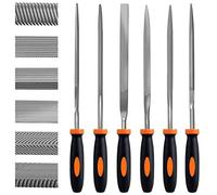 Preciva Needle File Set, 6Pcs Mini FileSet, Carbon Steel Needle Files Including Flat, Pointed, Half-Round, Square, Round, Triangle, Suitable for Metal, Wood,Glass,.etc.(6Pcs)