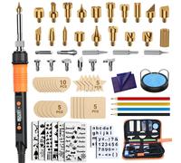 Preciva Pyrography Kit, 70pcs Wood Burning Kit with LCD Wood Burning Pen, 100W Engraving Pen, 200-500 Adjustable Temperature Soldering Iron Kit, Su