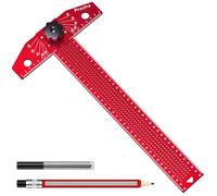Preciva Speed Square 350mm with Carpenter Pencil, Rotatable T Square with Drilled Holes, Aluminum Alloy Set Square can Drawing Line, Angle Suitable for Carpenter, Engineer