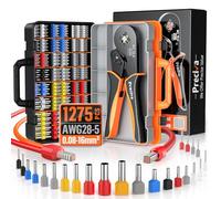 Preciva Wire Crimping Tool Kit,0.08-16mm² with 1275 Ferrules(265 Double Terminals), Ratchet Crimper Tool with Box, Ergonomic Wire Crimping Tool,Wire Connecters Plier