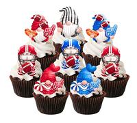 PRECUT American Football Cupcake Topper, Edible Gnomes Football Cake Decorations, Super Bowl Party Supplies, Football Cupcake-Toppers, 12 x 2 Inch / 5cm (Pack of 12)