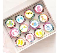 PRECUT Baby Shower Cupcake Toppers, Gender Reveal Cake Topper, Pastel Edible Cupcake Toppers, Babies Pink and Blue Decorations for Cookies, Boy or Girl Cake-Topper (Pack of 48-3cm Discs)
