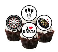 PRECUT Darts Cupcake Toppers, Dart Theme Cake Decorations, Edible Dartboard Birthday Party Decoration 12 x 2 Inch 5cm (12)