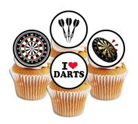PRECUT Darts Cupcake Toppers, Dart Theme Mini Cake Decorations, Edible Dartboard Birthday Party Decoration 48 x 1.18 Inch 3cm (48)