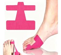 Precut Kinesiology Tape for Bunion - 40 Pcs Big Toe Support with Forked Design, Elastic Breathable Hallux Valgus Corrector, Adhesive Muscle Tape for Pain Relief - Hypoallergenic (Pink-40PC)