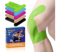 PreCut Kinesiology Tape for Knees, 12 PCS Waterproof KTQUICK Knee Tape for Knee Pain Relief Pre Cut, Original Cotton Athletic Knee Tape, Waterproof & Hypoallergenic Latex-Free for Sports (Green)
