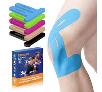 PreCut Kinesiology Tape for Knees, 12 PCS Waterproof KTQUICK Knee Tape for Knee Pain Relief Pre Cut, Original Cotton Athletic Knee Tape, Waterproof & Hypoallergenic Latex-Free for Sports (Blue)