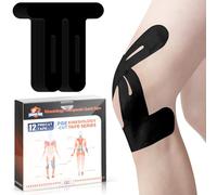 Precut Kinesiology Tape for Knees, 24 PCS KTQUICK Knee Tapes for Knee Pain, Elastic Knee Support & Stability& Breathable, Waterproof Sports Tapes for Muscle(Black)