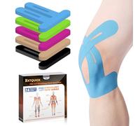 Precut Kinesiology Tape for Knees, 24 PCS KTQUICK Knee Tapes for Knee Pain, Elastic Knee Support & Stability& Breathable, Waterproof Sports Tapes for Muscle(Blue)