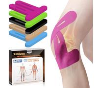 PreCut Kinesiology Tape for Knees, 24PCS Waterproof KTQUICK Knee Tape for Knee Pain Relief Pre Cut, Original Cotton Athletic Knee Tape, Waterproof & Hypoallergenic Latex-Free for Sports (Pink)