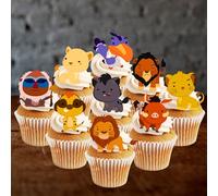 PRECUT Lion Theme Edible Cupcake Toppers - Simba Theme Premium Thickness SWEETENED VANILLA - wafer card disc cake decorations (Pack of 24)