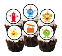 PRECUT Monsters Edible Cupcake Toppers - Monsters Birthday Party Theme - wafer card disc cake decorations (Pack of 24)