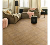 Precut Natural Oak Parquet Effect Sheet Vinyl, 6M²