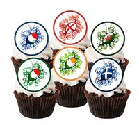 PRECUT Rugby Cupcake Toppers Six Nations Theme, Rugby-Ball Edible Cake Decorations, Sports Birthday Party, World Cup Topper 24 x 1.5 Inch 4cm
