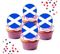 PRECUT Scotland Flag - Edible Wafer Cupcake Toppers - Pre Cut World Cup 2026 Euros Soccer Cake Topper Decorations - Perfect for Cupcakes, Cookies, Brownies, Muffins & More! (24 Toppers (3.8cm))