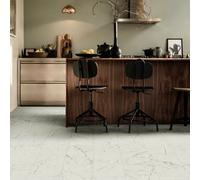 Precut White Marble Tile Effect Sheet Vinyl, 4M²