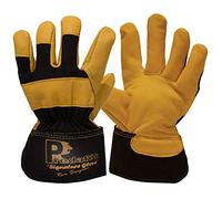 Predator By Ron Signature Hide Rigger Leather Work Gloves, Gold