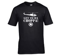 Predator get to da Choppa 80s Alien Movie Inspired Retro Mens T-Shirt (Medium) Black