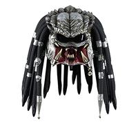 Predator Mask with Dreads Hair Scary Alien Full Head Headwear Halloween Cosplay Creepy Helmet Role Play Latex Props