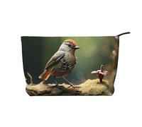 Predatory Little Perching Bird Pattern Large Capacity Corduroy Cosmetic Bag, Fashionable Waterproof toiletries Storage Bag