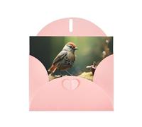 Predatory Little Perching Bird Pink Patterns greeting card 6x4 inches with envelope, covering birthdays, weddings and other occasions