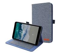 PREDCFVY For Nokia T20 Case, Flip Fold Stand Protective Fabric Print Cover with Auto Wake Sleep with Card Slots(Blue)